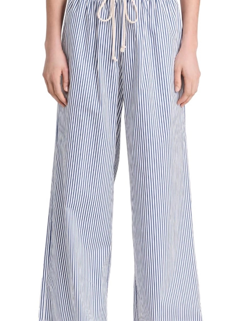 Donni Cotton Poplin Drawstring Striped Pants - Picture 2 of 7
